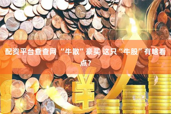 配资平台查查网 “牛散”豪买 这只“牛股”有啥看点？
