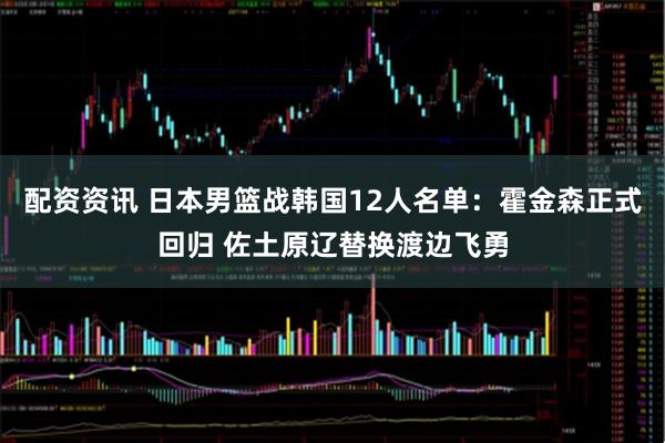 配资资讯 日本男篮战韩国12人名单：霍金森正式回归 佐土原辽替换渡边飞勇